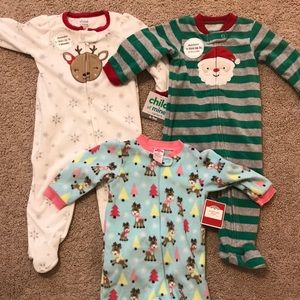 NWT Christmas Fleece Sleepers 6-9 Months Old